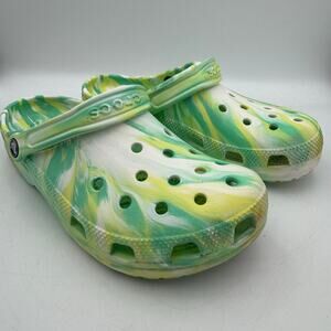 Crocs Classic Clog Tie-Dye Green Yellow Unisex Size M8 W10 Comfortable Slip-On